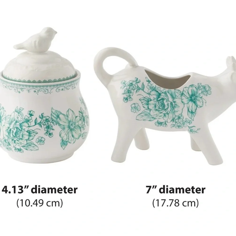 💚 Pioneer Woman Agatha Sugar & Cow Creamer Set